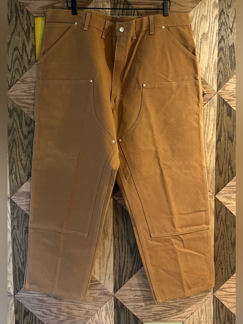 NWT Vtg Carhartt Mens B01 Bwn Duck Double-Front Work Jeans Utility Pants 44x28”